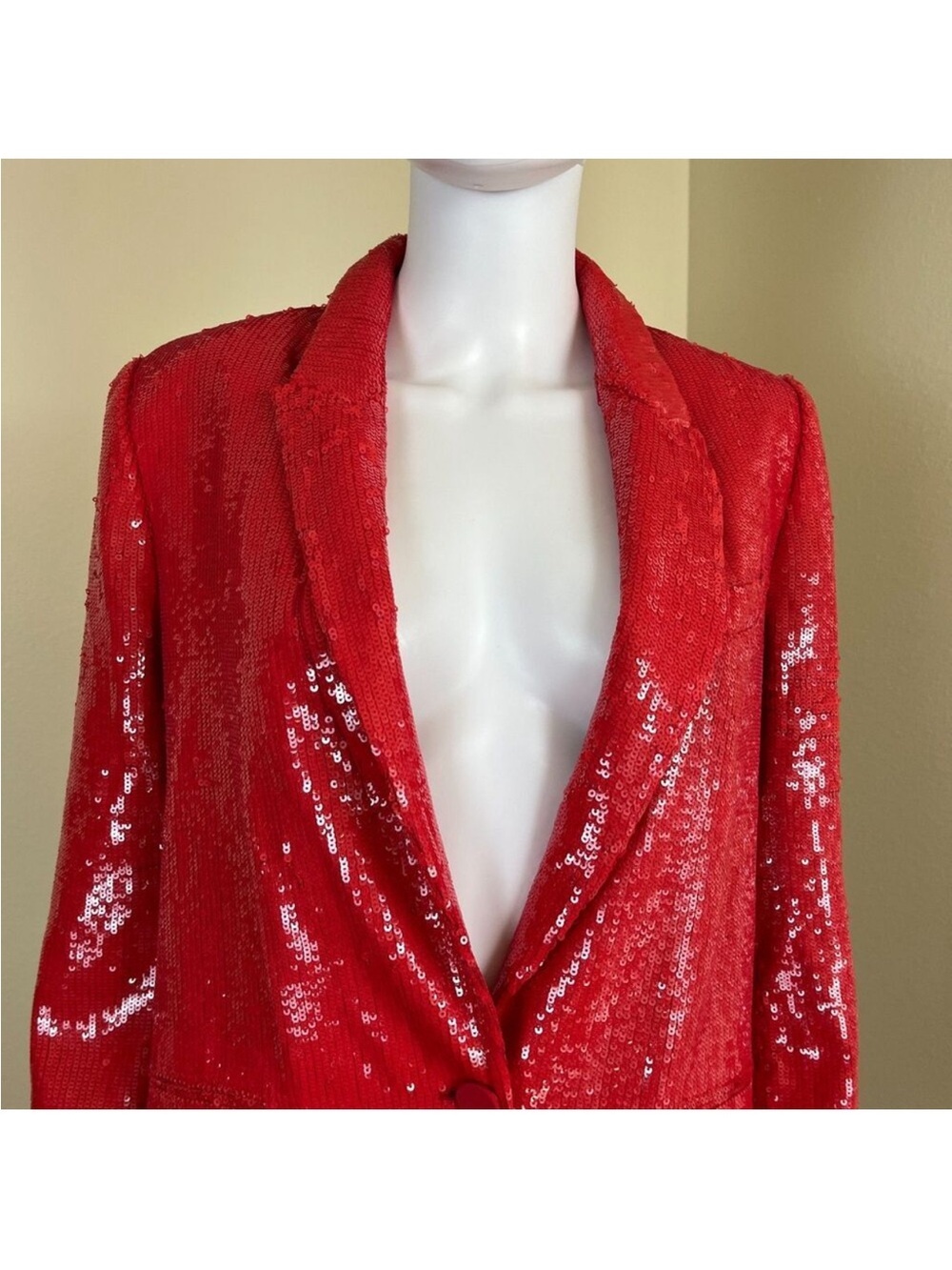 NWOT Zara Red Sequin Blazer Jacket - Statement Piece Sz S - Picture 8 of 13